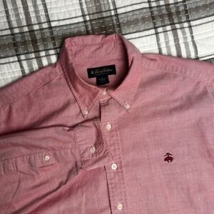 Brooks Brothers Mens Large Red Oxford Button Down Long Sleeve Supima Cotton